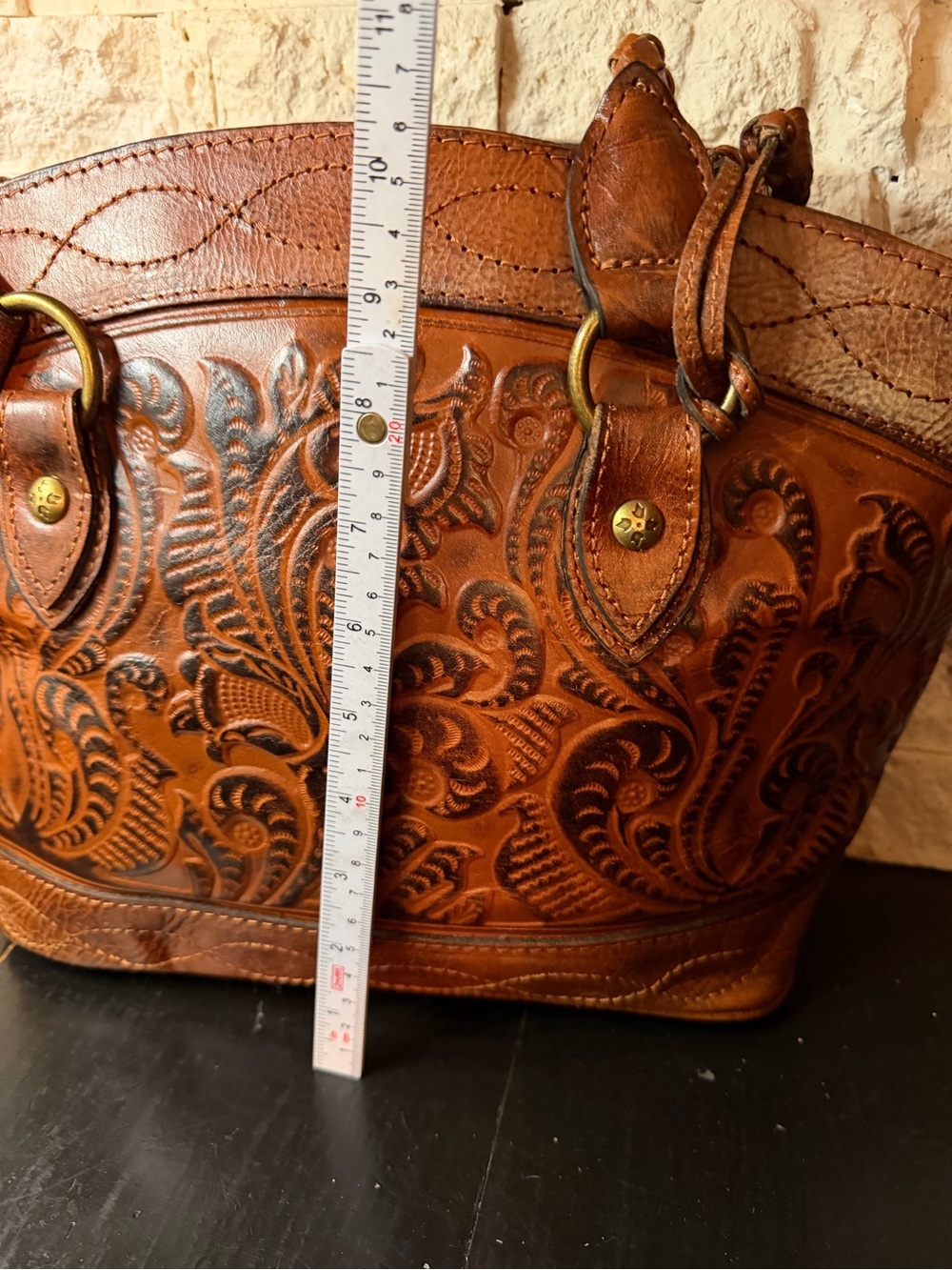 Patricia Nash Zorita Satchel Floral Tooling Triple Compartment Leather Bag - Picture 13 of 16